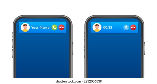 Mockup incoming call. Call screen Interface. Vector stock illustration.
