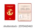 Mockup of International Passport with Sample ID Pages for Men and Women Travel Document Set