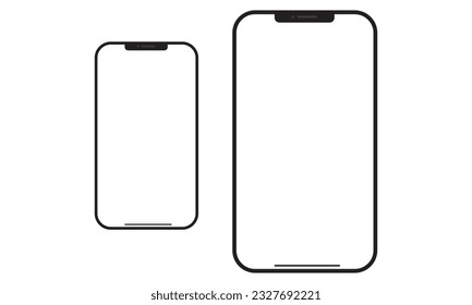 Mockup ipad and new iphone 12, 12 mini 13, 13 max, 14, 14 pro, 14 pro max. Mock up screen iphone. Vector illustration