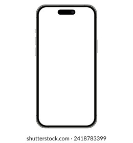 Mockup of iphone 15 pro max. Mockup screen front view iphone. Smartphone mockup with blank screen