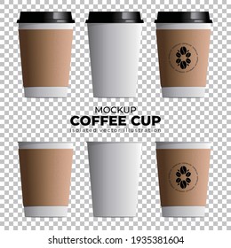 Mockup of isolated coffee cup, empty space for logo and branding, realistic cup of coffee or tea