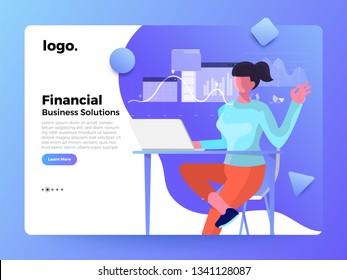 Mockup landing page website flat concept people of business solution. Creative solution provider. Vector illustrations.