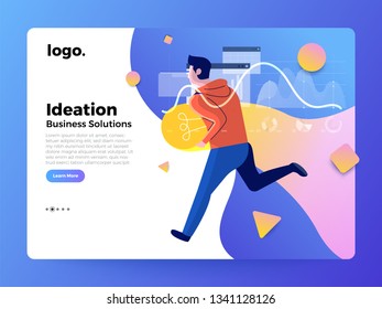 Mockup landing page website flat concept people of business solution. Creative solution provider. Vector illustrations.