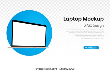 Portátil de mezcla con pantalla en blanco. Plantilla en blanco UI/UX para el diseño de la interfaz de presentación - vector stock.
