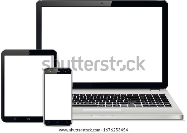 Download Mockup Laptop Tablet Pc Mobile Phone Stock Vector Royalty Free 1676253454