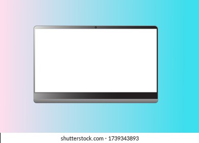 Mockup of a laptop with a white screen, vector illustration.