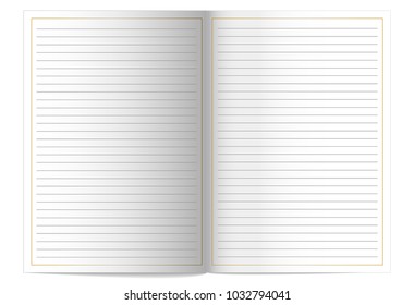 A mock-up of a large booklet, with lined pages, isolated on a white background. Is designed for your design work. Vector illustration.