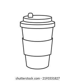 mockup of a large glass for hot drinks. cardboard cup for coffee in a linear style. flat vector illustration
