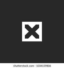 Mockup letter X logo monogram, minimal style line art elegant initial in the square geometric shape negative space style simple emblem
