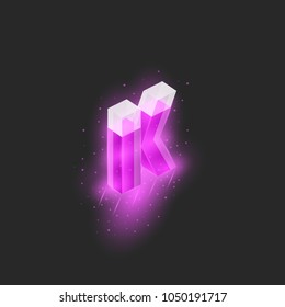 Mockup logo K letter isometric shape glossy pink fuel flying substance, concept element typography design