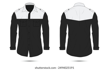 Mockup of long-sleeve button-down office shirt front and back view