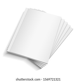Mockup Magazine Cover, Book, Booklet, Brochure. Illustration Isolated On White Background. Mock Up Template Ready For Your Design. Vector EPS10