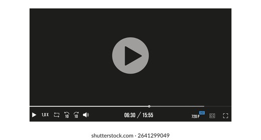 Mockup of Media Player. Vector illustration of realistic Media Player Interface isolated transparent background. Ideal for web and social media Player template design. EPS 10