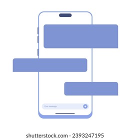 Mockup of Messenger Chat in Mobile Phone. Template of Smartphone and Empty Talk Speech Bubble Icon. Conversation on Smartphone Screen. Interface of Mobile App. Isolated Vector Illustration.