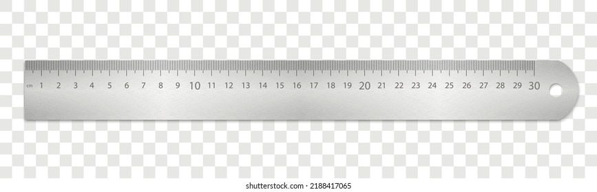 Mockup metallic measuring ruler. Measuring tool with ruler scale. Measuring equipment.