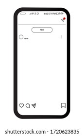 mockup of the mobile application on the screen of smartphone with carousel interface post on social network