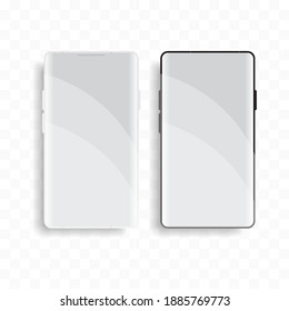 mockup mobile phone with clean preview. device phone front view shadow on transparent background.