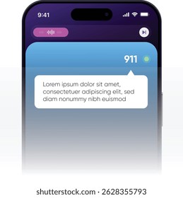 Mockup of a mobile phone screen with a menu bar, shop icon, message notifications, and a blank screen for app design. Smartphone mock up with white screen in realistic flat vector style. front view