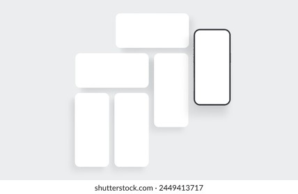 Mockup Of Mobile Phone And Screens to Showcase Your Design. Vector Illustration