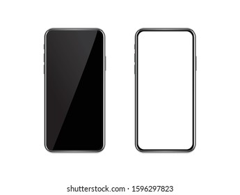 Mockup modern device. Vector eps10 realistic smartphone template. Phone frame with empty display blank. Stock illustration with copy space