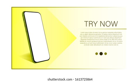 Mockup modern device. Vector eps10 realistic smartphone template. Phone frame with empty display. Stock illustration with copy space. Frame less screen mobile phone