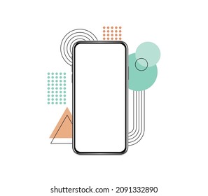 Cama del dispositivo de teléfono moderno. Vector eps10 plantilla de smartphone realista. Marco de pantalla móvil con pantalla vacía. La creativa de celda se burla de un fondo blanco aislado