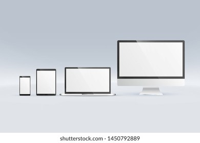 mockup of monitor computer laptop tablet and smartphone