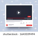 Mockup multimedia player. Streaming. Web window template social media live stream. Desktop web video player online. Social media Youtube concept. Vector illustration. EPS 10