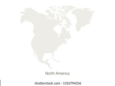 Mockup of North America map on a white background. Vector illustration template.