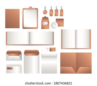 mockup notebook file and envelopes of corporate identity and stationery design theme Vector illustration