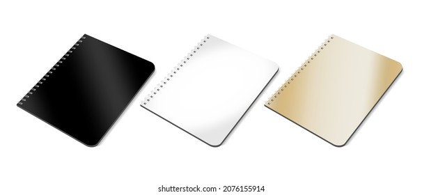 The mockup of a notebook on a spring is an isolated illustration On A White Background. The Template Layout Is Ready For Your Design. Vector EPS 10