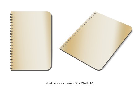 The mockup of a notebook on a spring is an isolated illustration On A White Background. The Template Layout Is Ready For Your Design. Vector EPS 10