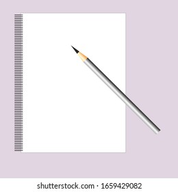 Mockup notebook and pencil. Vector illustration of notebook and pencil. Write in a notebook. Keep notes. To-do list