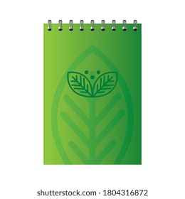 mockup notebook with sign of green company, corporate identity vector illustration design