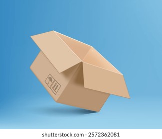 Mockup open empty cardboard box. Vector illustration.