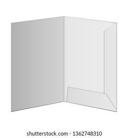 Mockup Open Presentation Cardboard Paper Folder A4, Documents, Cover, Booklet, Brochure. Illustration Isolated On White Background. Mock Up Template Ready For Your Design. Vector EPS10