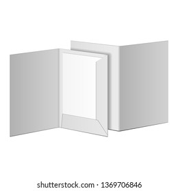 Mockup Open Presentation Cardboard Paper Folder A4, Documents, Cover, Booklet, Brochure. Illustration Isolated On White Background. Mock Up Template Ready For Your Design. Vector EPS10