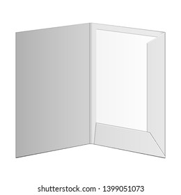 Mockup Open Presentation Cardboard Paper Folder A4, Documents, Cover, Booklet, Brochure. Illustration Isolated On White Background. Mock Up Template Ready For Your Design. Vector EPS10