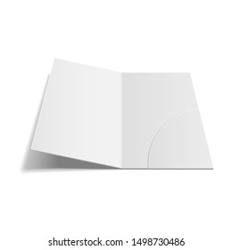 Mockup Open Presentation Cardboard Paper Folder A4, Documents, Cover, Booklet, Brochure. Illustration Isolated On White Background. Mock Up Template Ready For Your Design. Vector EPS10