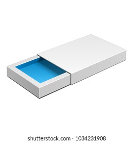 Mockup Open Product Cardboard Package Gift Box. Blue. Illustration Isolated On White Background. Template Ready For Your Design. Vector EPS10