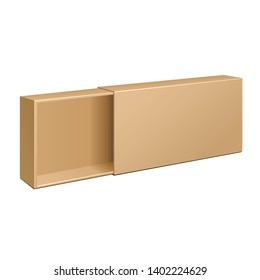 Mockup Open Product Cardboard Package Box. Brown. Illustration Isolated On White Background. Mock Up Template Ready For Your Design. Vector EPS10