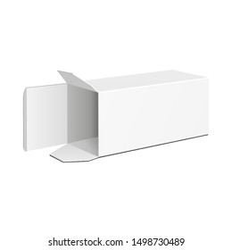 Mockup Open Product Cardboard Package Box. Illustration Isolated On White Background. Mock Up Template Ready For Your Design. Vector EPS10