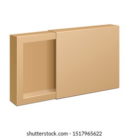 Mockup Open Product Cardboard Package Box. Brown. Illustration Isolated On White Background. Mock Up Template Ready For Your Design. Vector EPS10