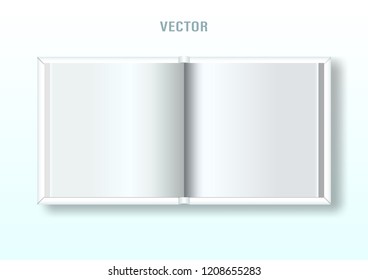 mockup of opened blank square book at white background. Vector Illustration