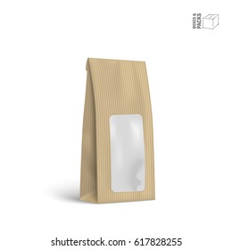 Mock-up pack for coffee, tea, sugar, pepper or spices, filled, folded. Template for your design and branding