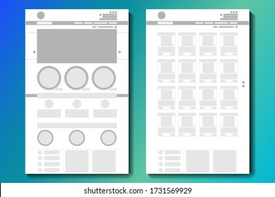 Mockup of the pages of the web store. Blank template. Layout of the store’s website. Vector illustration