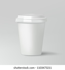 Mockup paper cup for design and drinks. Cup for coffee and tea. Vector illustration