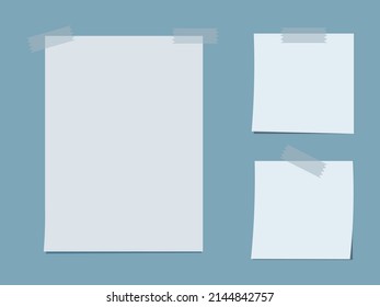 Mockup paper with duct tape with shadow. Vector graphics in a flat style. For design, news, information, notes, posts.
