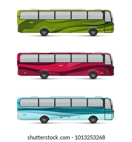 Mockup of passenger bus. Design templates for transport. Branding for advertising and corporate identity. Graphics elements for business or inspiration. Vector illustration.