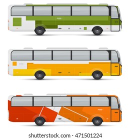 Mockup of passenger bus. Design templates for transport. Branding for advertising and corporate identity. Graphics elements for business or inspiration.